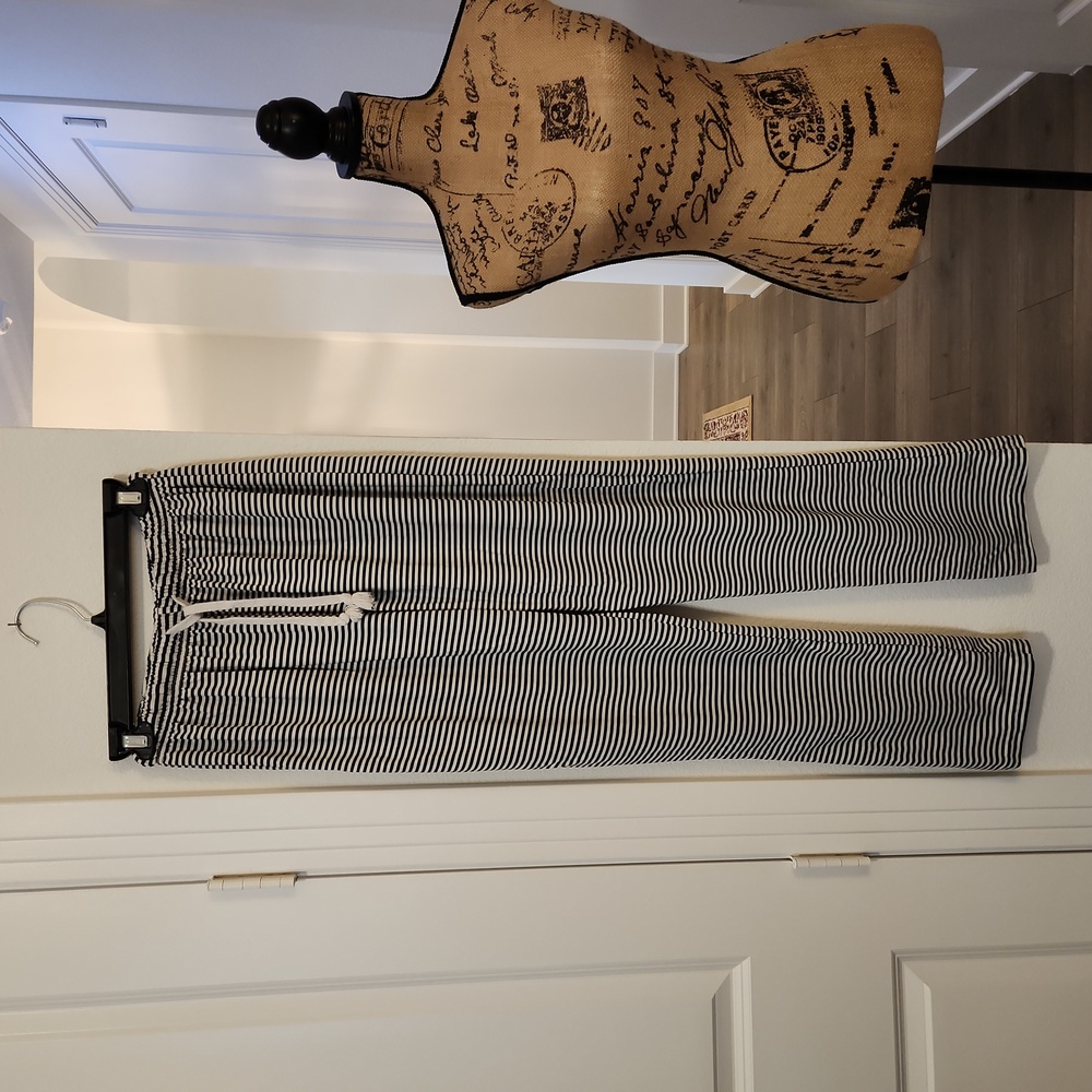 Women's Black and White Striped Pajama Pants